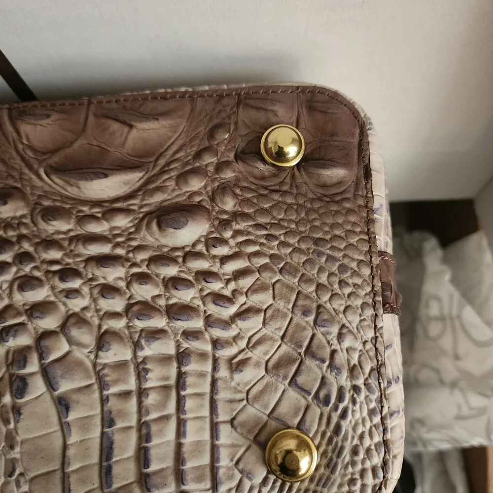 BRAHMIN, rare color Amaretto Melbourne Leather Large Duxbury satchel - Picture 5 of 12